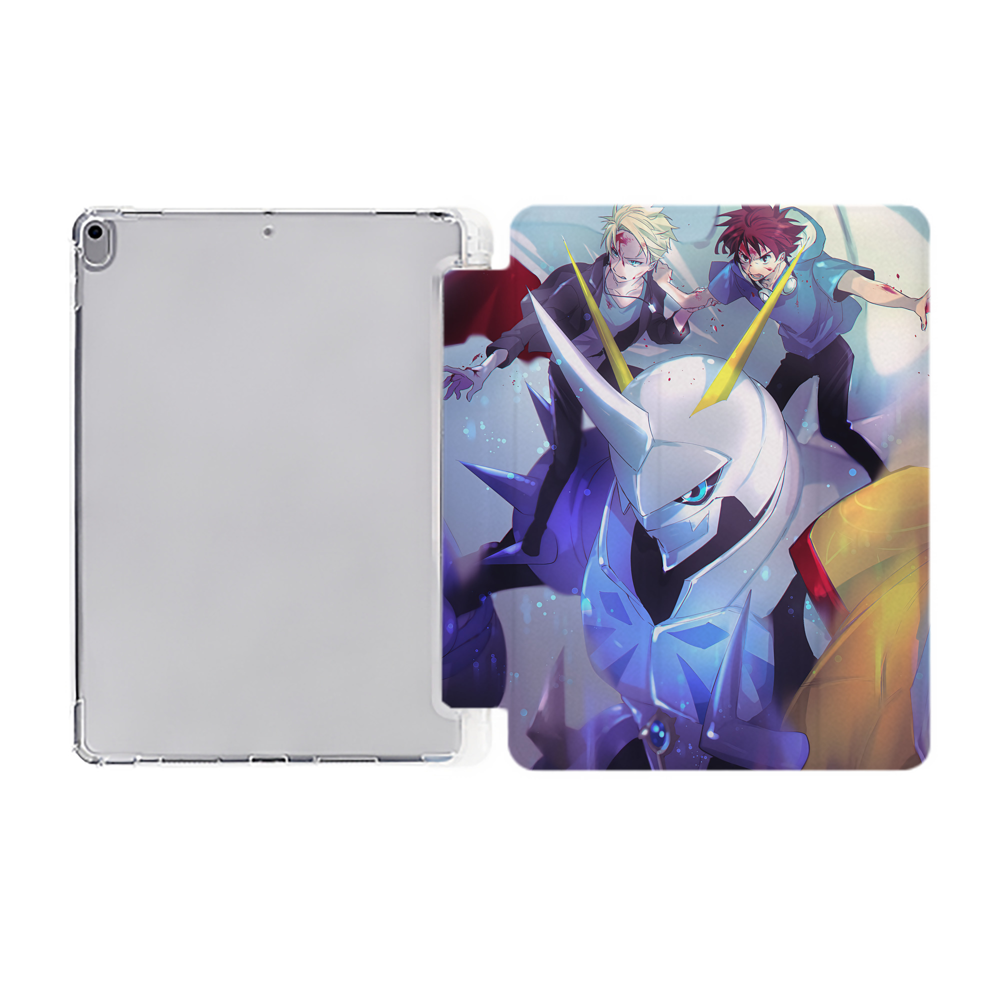 （画像用） Digimon デジタルモンスター/デジモン IPad ケース ペン収納付き 三つ折りスタンド PUレザー×シリコン 対応機種9.5/10.5/10.9インチ